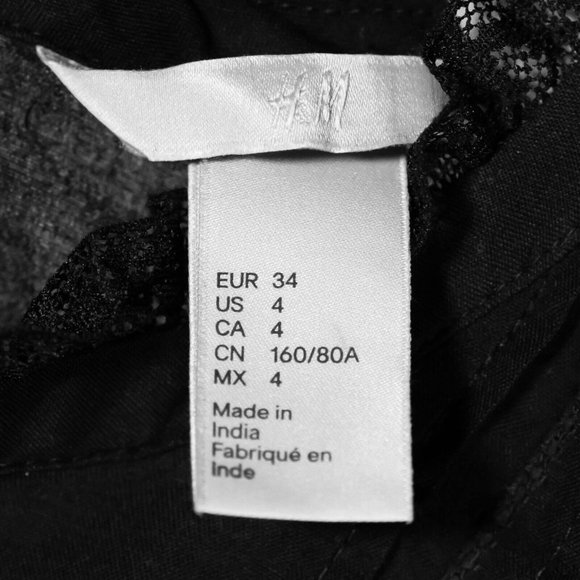 H&M Women's Blouse Black Embroidered Floral Sheer Lace Long Sleeve Shirt Top 4 - Picture 3 of 12